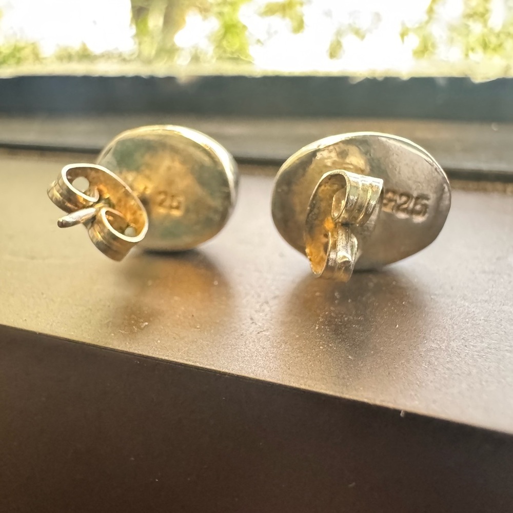 Vintage Elegant Sterling Silver Black Onyx Earrings - Picture 6 of 8